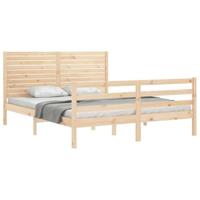 Bedframe met hoofdbord massief hout - thumbnail