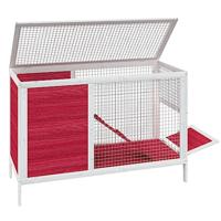 Konijnenhok 103x44x69,5 cm massief grenenhout rood - thumbnail