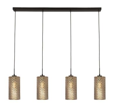 Freelight Hanglamp Cestino 4 lichts L 120 cm zwart - goud