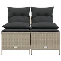 4-delige Loungeset met kussens poly rattan lichtgrijs - thumbnail