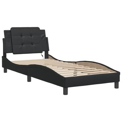 Bedframe met LED-verlichting kunstleer zwart 80x200 cm