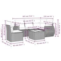 6-delige Loungeset met kussens poly rattan bruin - thumbnail