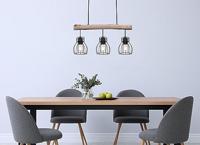Globo HanglampMina zwart met hout 3-lichts - 15326-3N - thumbnail