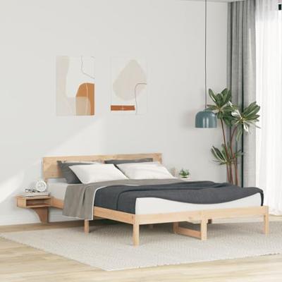 Bedframe met hoofdeinde Bruin 160 x 200 cm Massief grenenhout