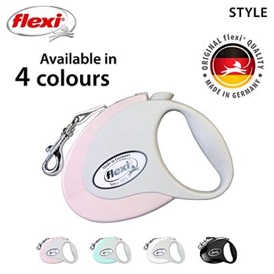 Flexi, Modellijn, moderne pastelkleuren, elegant zwart, robuust en ergonomisch remsysteem, zachte handgreep, geavanceerd geleidingssysteem, gemaakt in Duitsland, roze, M - 5 m