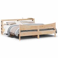 Bedframe met hoofdbord massief grenenhout 200x200 cm - thumbnail