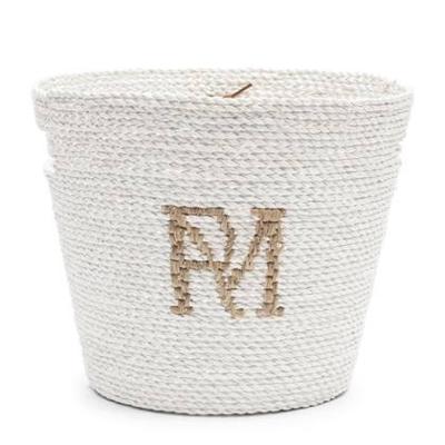 Riviera Maison Opbergmand Wit - RM Monogram - Riet (ØxH) 34x29
