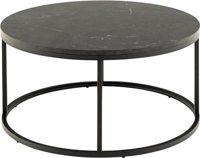 Bendt Ronde Salontafel 'Flemming' 80cm Marmerlook , kleur zwart