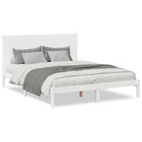 Bedframe extra lang zonder matras massief hout wit 160x210 cm - thumbnail