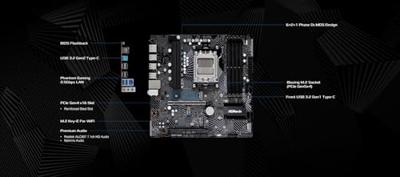 ASRock B650M PG Lightning Moederbord Socket AMD AM5 Vormfactor Micro-ATX Moederbord chipset AMD® B650