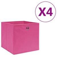 VidaXL Opbergboxen 4 st 28x28x28 cm nonwoven stof roze - thumbnail