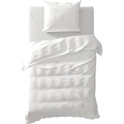 Yellow Taku dekbedovertrek - 1-persoons (140x200/220 cm + 1 sloop) - Linnen / Percal katoen - Wit