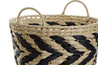 Basket spelset DKD Home Decor Zwart Lichtbruin Natuurlijke Vezel (3 Onderdelen) (3 Stuks) - thumbnail