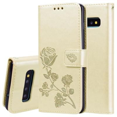 Rose reliëf horizontale Flip PU lederen case voor Galaxy S10 Plus met houder & card slots & portemonnee (goud) Rose reliëf horizontale Flip PU lederen case voor Galaxy S10 Plus met houder & card slots & portemonnee (goud)