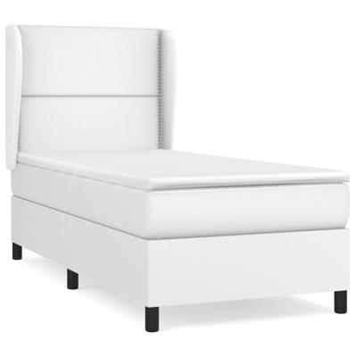 Boxspring met matras kunstleer wit 100x200 cm - thumbnail