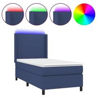 Boxspring met matras en LED stof blauw 100x200 cm - thumbnail