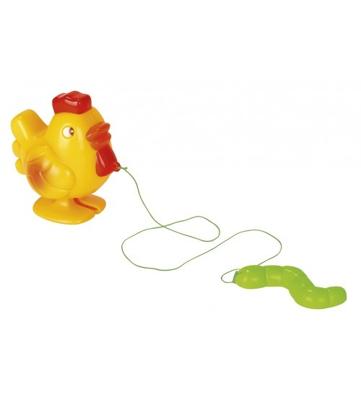 Moses lopende haan met worm 6 cm geel