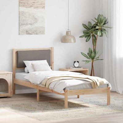 Bedframe met hoofdeinde Taupe 80 x 190 cm Massief grenenhout
