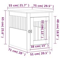 Hondenbench 55x75x65 cm bewerkt hout zwart - thumbnail