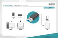 Digitus USB 3.2 Gen 1 (USB 3.0) Adapter [1x USB 3.2 Gen 1 stekker A (USB 3.0) - 1x USB-C bus] AK-300524-000-S - thumbnail