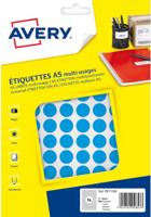 Etiket Avery A5 papier rond 15mm BLAUW 960 stuks 96 per vel - thumbnail