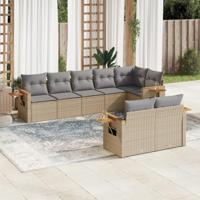 8-delige Loungeset met kussens poly rattan beige - thumbnail