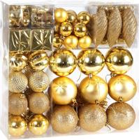 Kerstboom decoraties - Set van 103 - goudkleurig - thumbnail