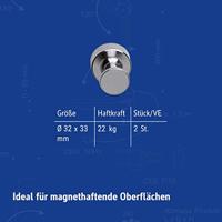 Maul Neodymium magneet (Ø x h) 32 mm x 33 mm Kegel Zilver 2 stuk(s) 6168996 - thumbnail