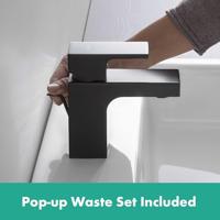 Hansgrohe Wastafelmengkraan Vernis Shape Eengreeps 70 Zinc Met Trekwaste Mat Zwart - thumbnail