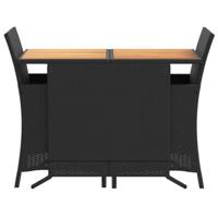 3-delige Bistroset met kussens poly rattan zwart - thumbnail