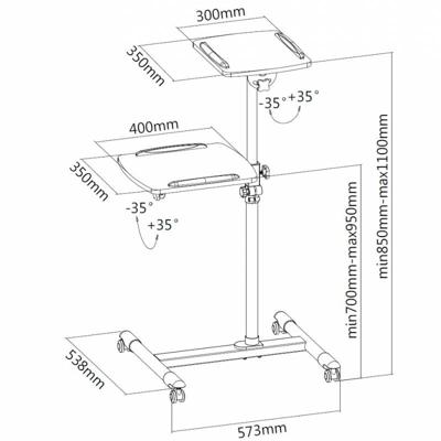 Techly ICA-TB TPM-6 multimediawagen & -steun Wit Multimediatrolley