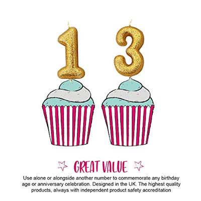 Nummerkaars &apos;3&apos; Glittergoud