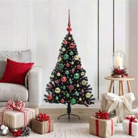 VidaXL Kunstmatig voorverlicht kerstboom met 150 led zwart 120 cm pvc - thumbnail