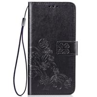 Vier blad clasp reliëf gesp mobiele telefoon bescherming lederen draagtas met Lanyard & Card slot & portemonnee & beugel functie voor Xiaomi CC9e (zw - thumbnail