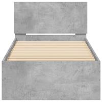 Bedframe met hoofdbord bewerkt hout betongrijs 75x190 cm - thumbnail