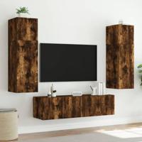 Tv-wandmeubels met LED 2 st 80x35x31 cm gerookt eikenkleurig - thumbnail