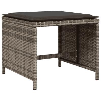 9-delige Tuinset met kussens poly rattan grijs - thumbnail