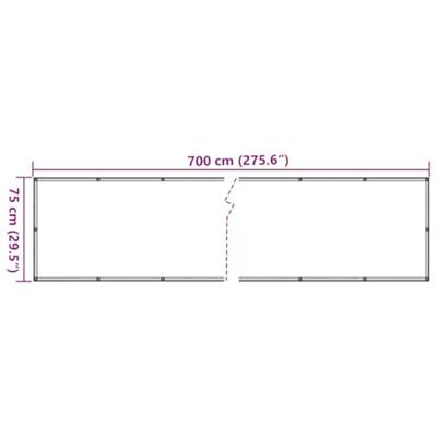 VidaXL Balkonscherm 700x75 cm pvc antracietkleurig