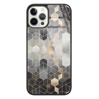 iPhone 12 Pro glazen hardcase - Grey cubes - thumbnail
