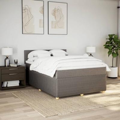 Boxspring met matras stof taupe 140x190 cm