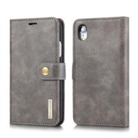 Dg. MING Crazy Horse textuur Flip afneembare magnetische lederen case voor iPhone XR met houder & kaartsleuven & portemonnee (grijs) - thumbnail