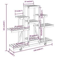 VidaXL Plantenstandaard met wielen 110x25x101 cm massief vurenhout - thumbnail