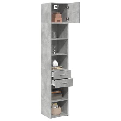 Opbergkast smal 40x42,5x225 cm bewerkt hout betongrijs - thumbnail
