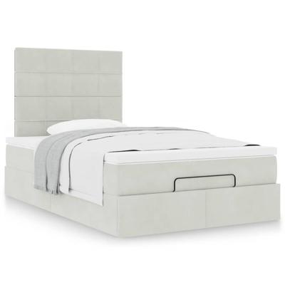 Ottoman bed met matrassen 120x200cm fluweel lichtgrijs