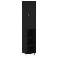 Hoge kast 34,5x34x180 cm bewerkt hout zwart - thumbnail