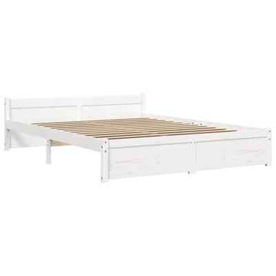 Bedframe massief hout wit 150x200 cm Bedframe massief hout wit 150x200 cm
