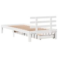 Bedframe met lades massief grenenhout wit 90x200 cm - thumbnail