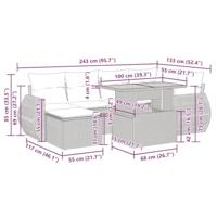 7-delige Loungeset met kussens poly rattan beige - thumbnail