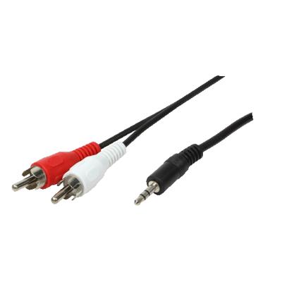 LogiLink CA1042 Jackplug / Cinch Audio Aansluitkabel [1x - 2x Cinch-stekker] 1.50 m Zwart (mat)