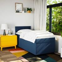 Boxspring met matras stof blauw 90x200 cm - thumbnail
